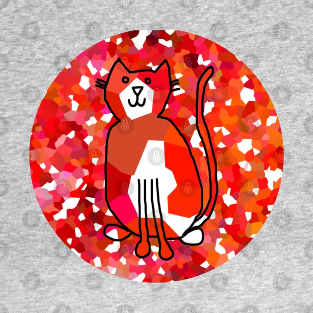 Minimal Line Drawing of Cat on Red by ellenhenryart